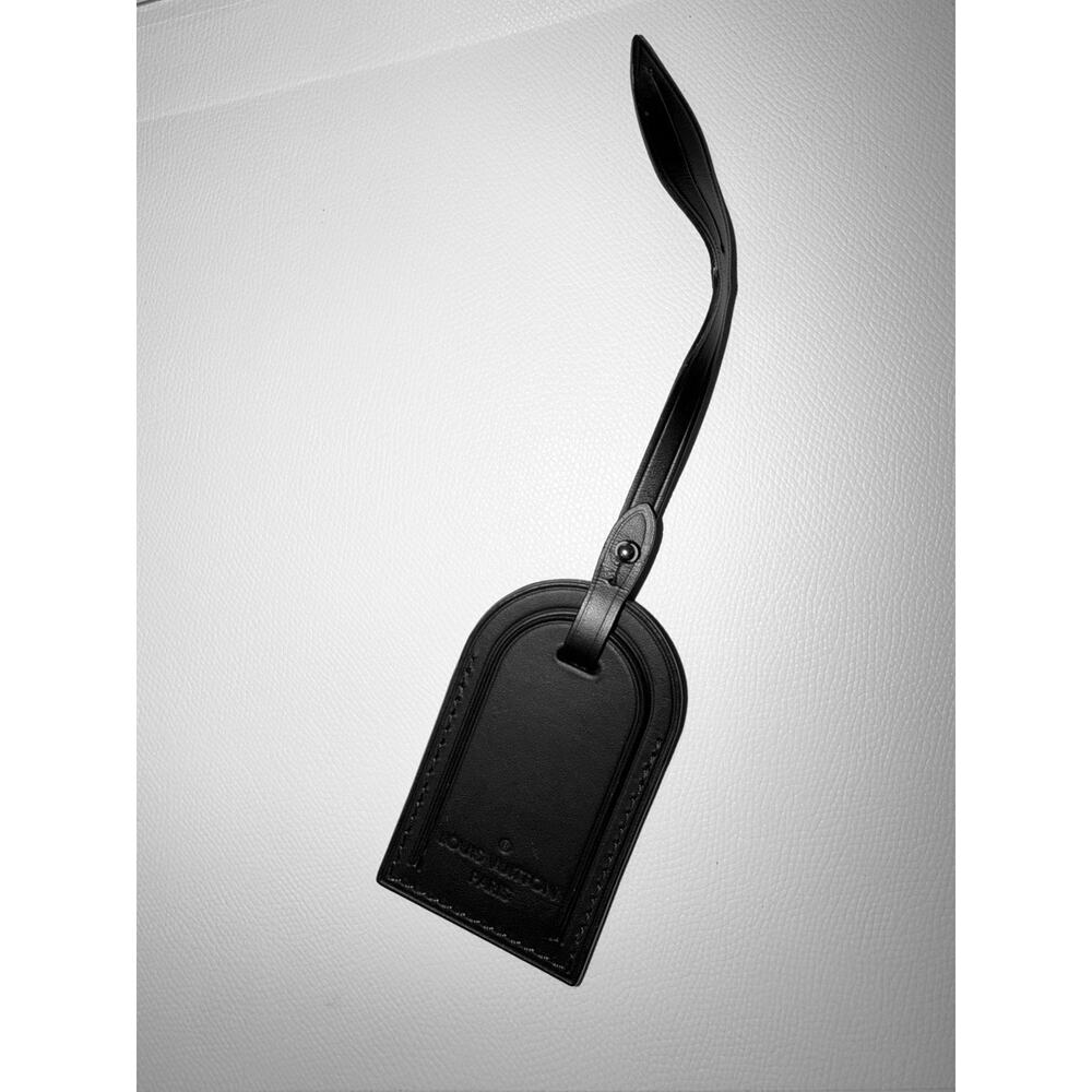Louis Vuitton Paris Dark Brown Black Leather Tag w/ Silver Metal Large - Picture 4 of 12